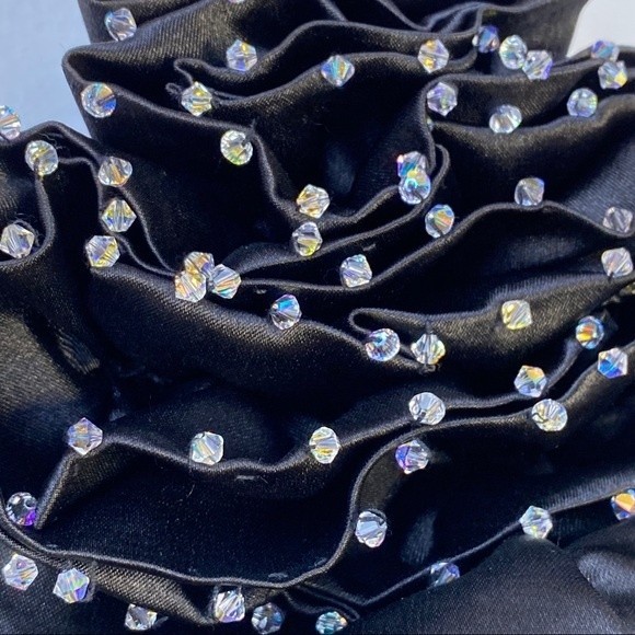 One shoulder satin black formal mini dress ruffle - Picture 5 of 8